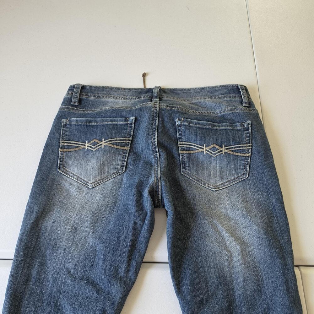 Y2K Mudd Jeans Juniors 11 Medium Wash Blue Low Rise Flare Lace Up Stretch Denim - Picture 4 of 11